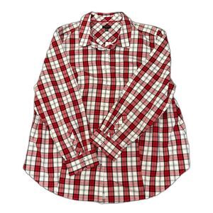 NWT Talbots Red White Plaid Button Up Shirt Cotton Stretch Office Plus Size 22W